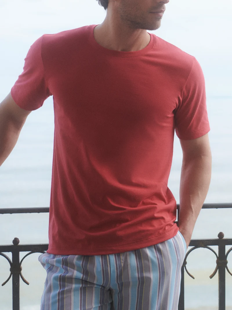 T-Shirt, O-Neck, LIVING, in rot – Sale, Grösse L