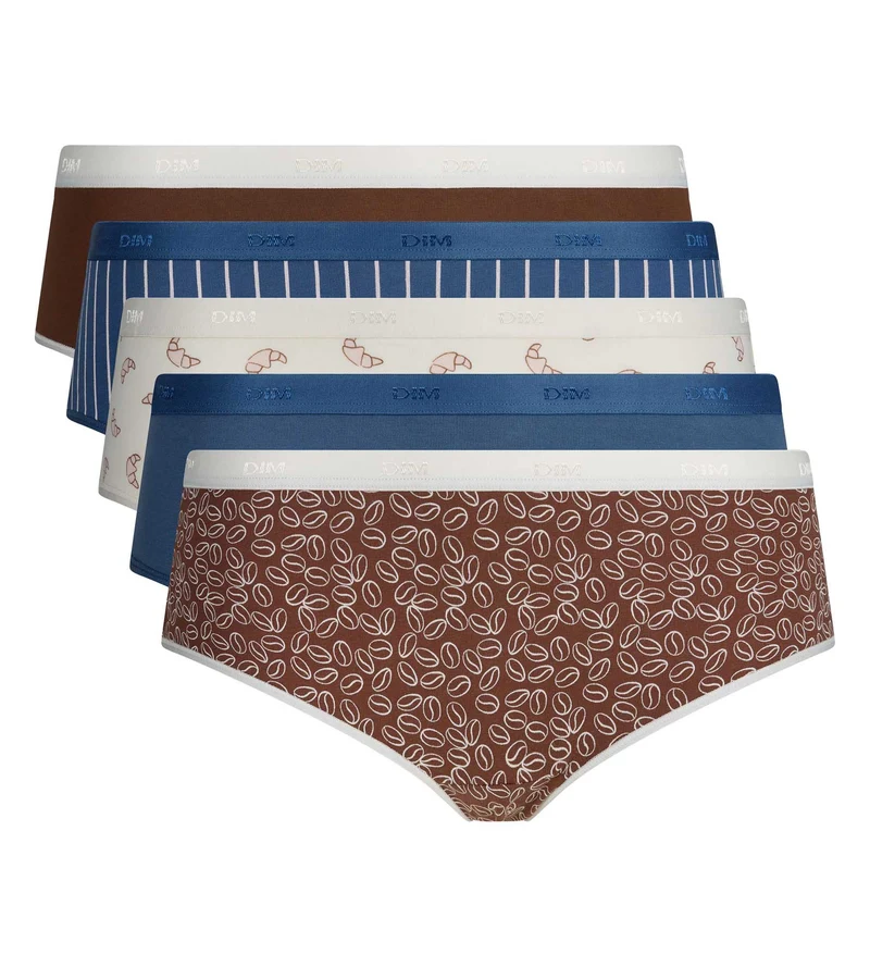 5er-Set Shortys „Délice Café“ von Les Pockets Coton