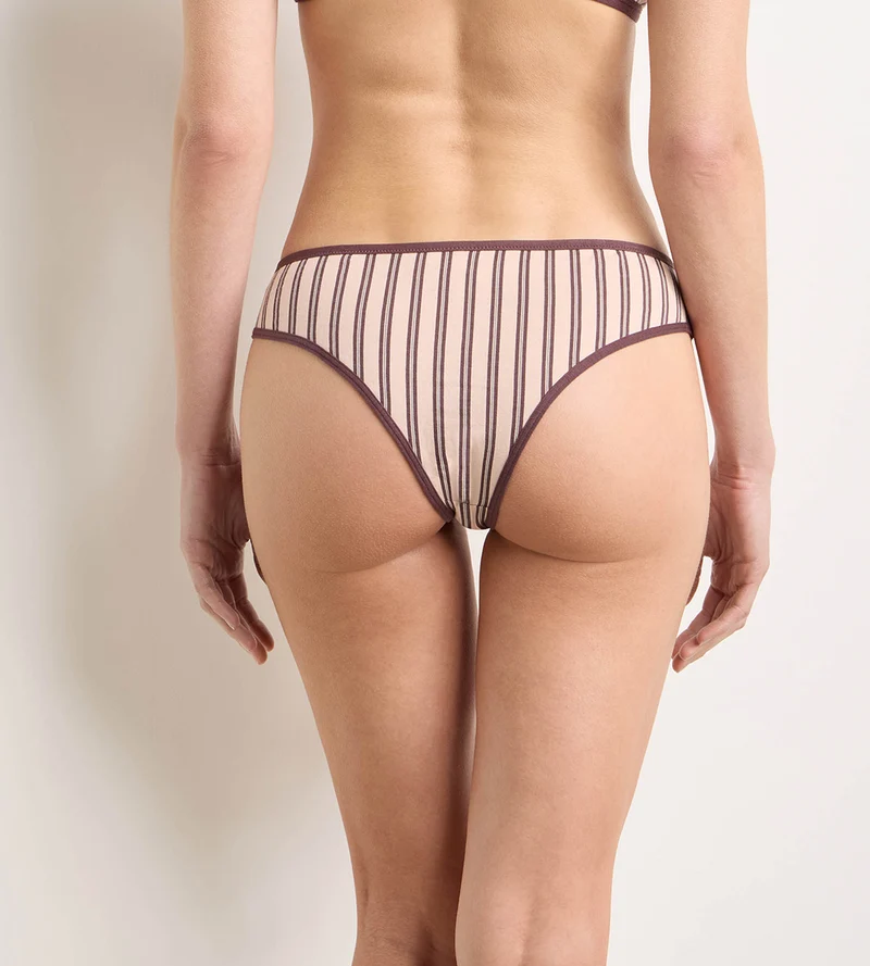 Braun-rosa bedruckter Tanga von Dim x Ines de la Fressange