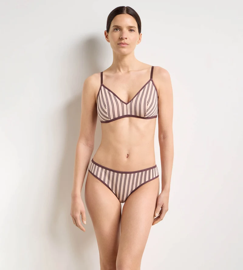 Braun-rosa bedruckter Tanga von Dim x Ines de la Fressange