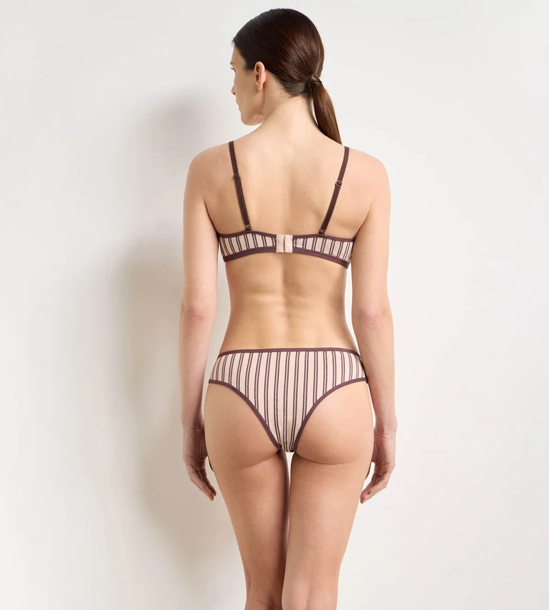 Braun-rosa bedruckter Tanga von Dim x Ines de la Fressange