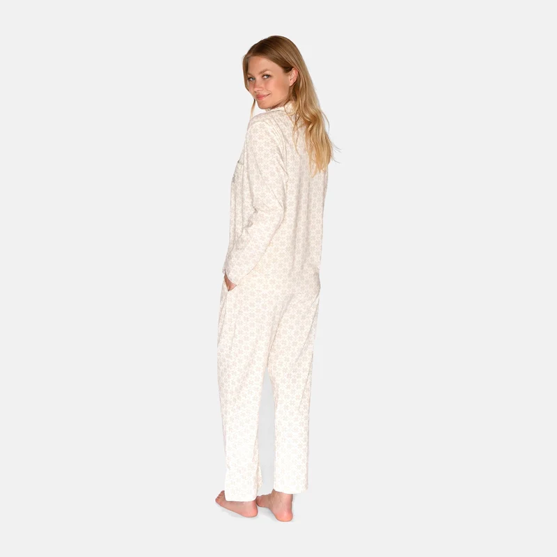 Bambus-Caprihose in Sand mit Print