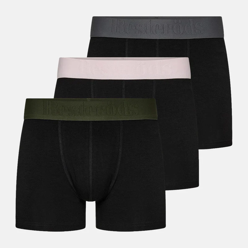 3er Pack Schwarze Bambus Unterhosen mit farbigen Bündchen