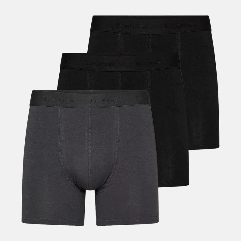 3er Pack Bambus Unterhosen mit langen Beinen in Schwarz/Grau