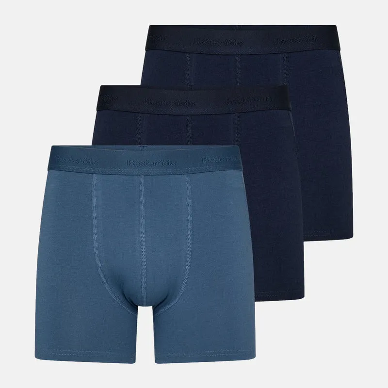 3er Pack Bambus Unterhosen mit langen Beinen in Blau/Marine