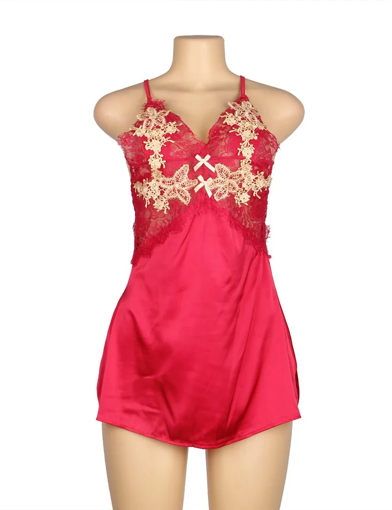 Babydoll mit Blumenbesatz – Überkreuzte Träger am Rücken