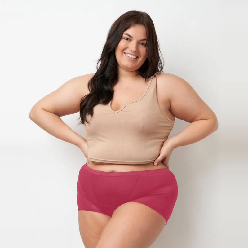 Mittel/Stark Bambus Periodenslip in Ruby Pink