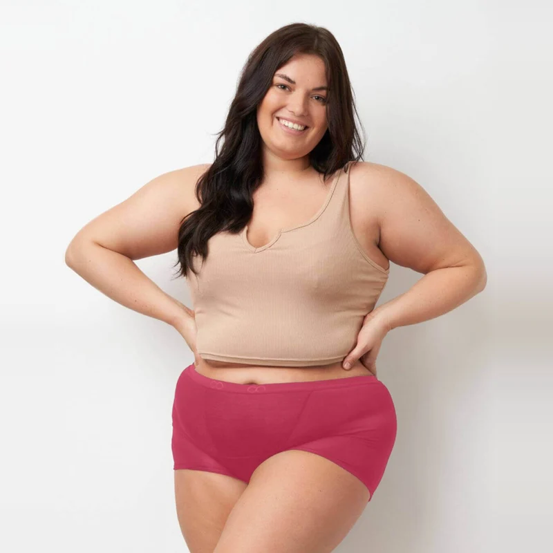 Starker/Nacht Bambus Periodenslip in Ruby Pink