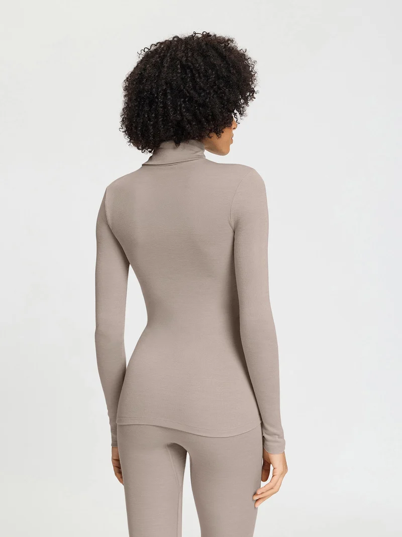 Turtleneck-, Rollkragen-Shirt WOOLEN SILK, in Herbstfarbe rose grey, Grössen S & M