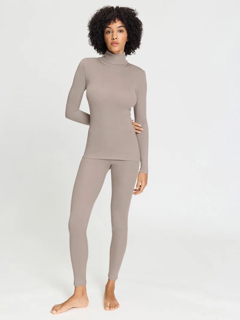 Turtleneck-, Rollkragen-Shirt WOOLEN SILK, in Herbstfarbe rose grey, Grössen S & M
