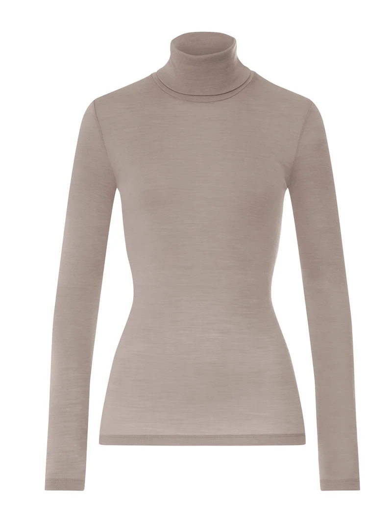 Turtleneck-, Rollkragen-Shirt WOOLEN SILK, in Herbstfarbe rose grey, Grössen S & M