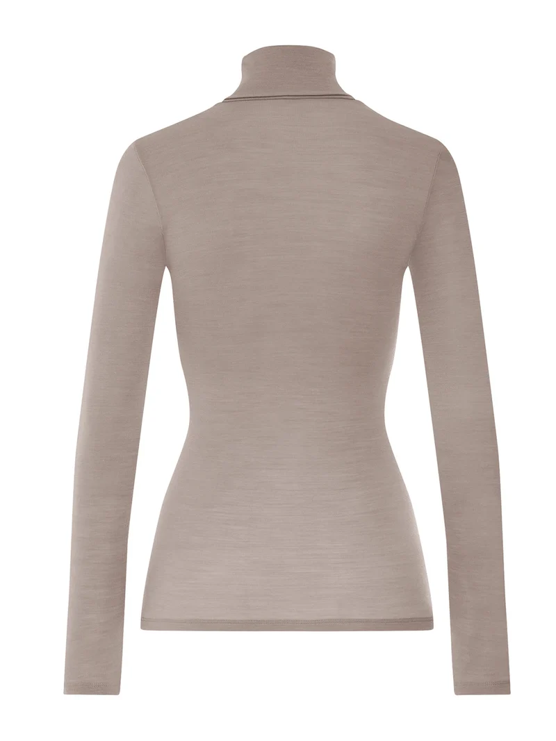 Turtleneck-, Rollkragen-Shirt WOOLEN SILK, in Herbstfarbe rose grey, Grössen S & M