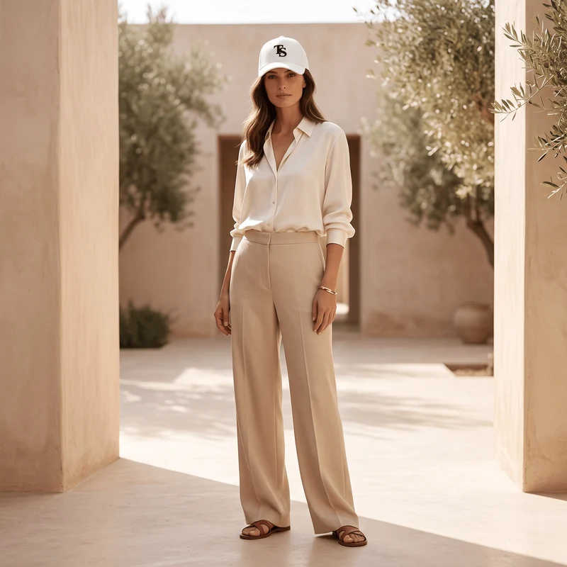 Weiße TEASEFASHION Signature Baumwoll-Twill-Kappe