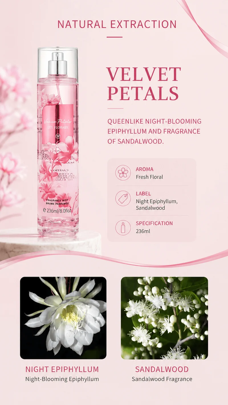 Midnight Body Spray Mist Parfüm – Velvet Petals | Blumig-holziger, feiner Duftnebel