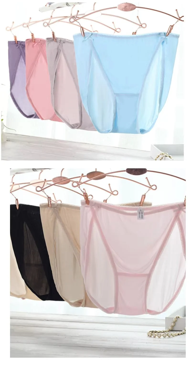 Rosafarbener, einfarbiger, sexy und bequemer Seiden-Slip, nahtlos, aus Seide