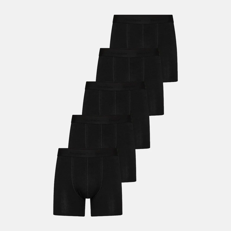 5er Pack Schwarze Bambus Unterhosen mit langen Beinen