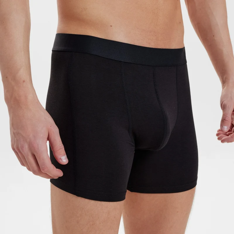 5er Pack Schwarze Bambus Unterhosen mit langen Beinen