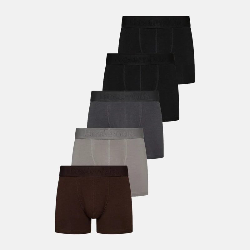 5er Pack Bambus Unterhosen in Schwarz/Grau/Braun