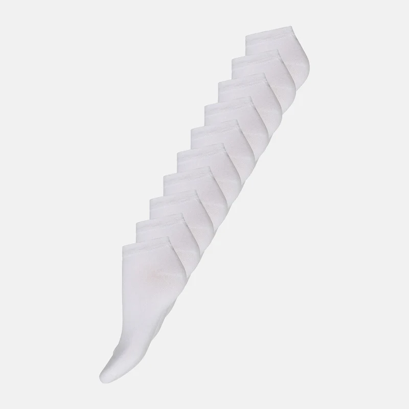 10er Pack Weiße Bambus-Sneakersocken