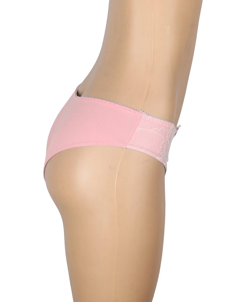 Rosa gestreifter Slip mit Spitzenbesatz und Schleife