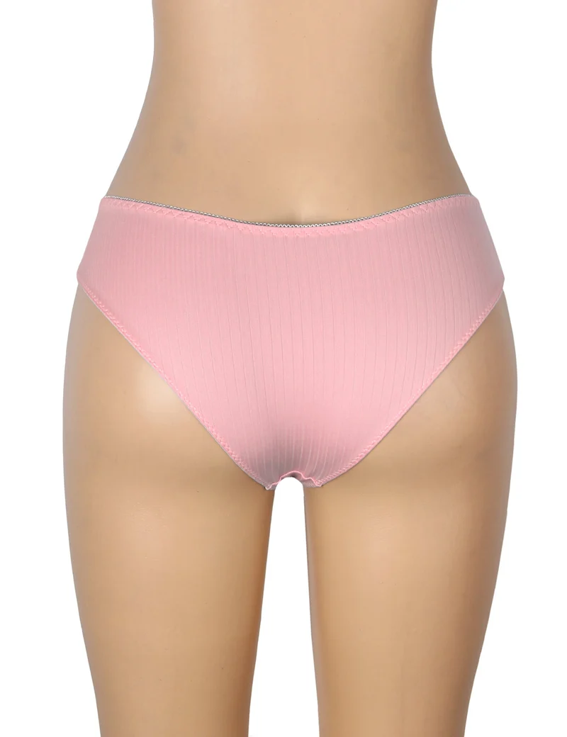 Rosa gestreifter Slip mit Spitzenbesatz und Schleife