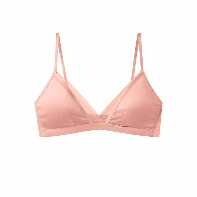 Pinkfarbener Stretch-BH mit Stahlring, bequemer Seiden-BH