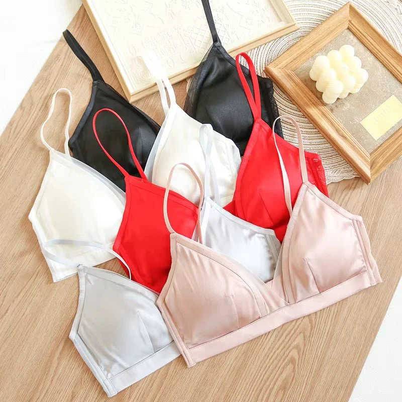 Pinkfarbener Stretch-BH mit Stahlring, bequemer Seiden-BH