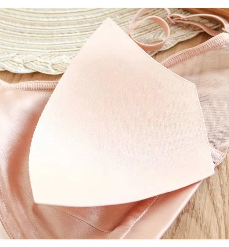 Pinkfarbener Stretch-BH mit Stahlring, bequemer Seiden-BH