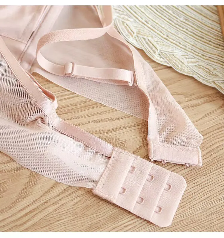 Pinkfarbener Stretch-BH mit Stahlring, bequemer Seiden-BH