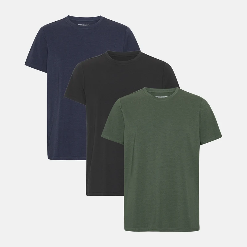 3er-Pack Bambus-T-Shirt schwarz/Nachthimmel/Waldnacht
