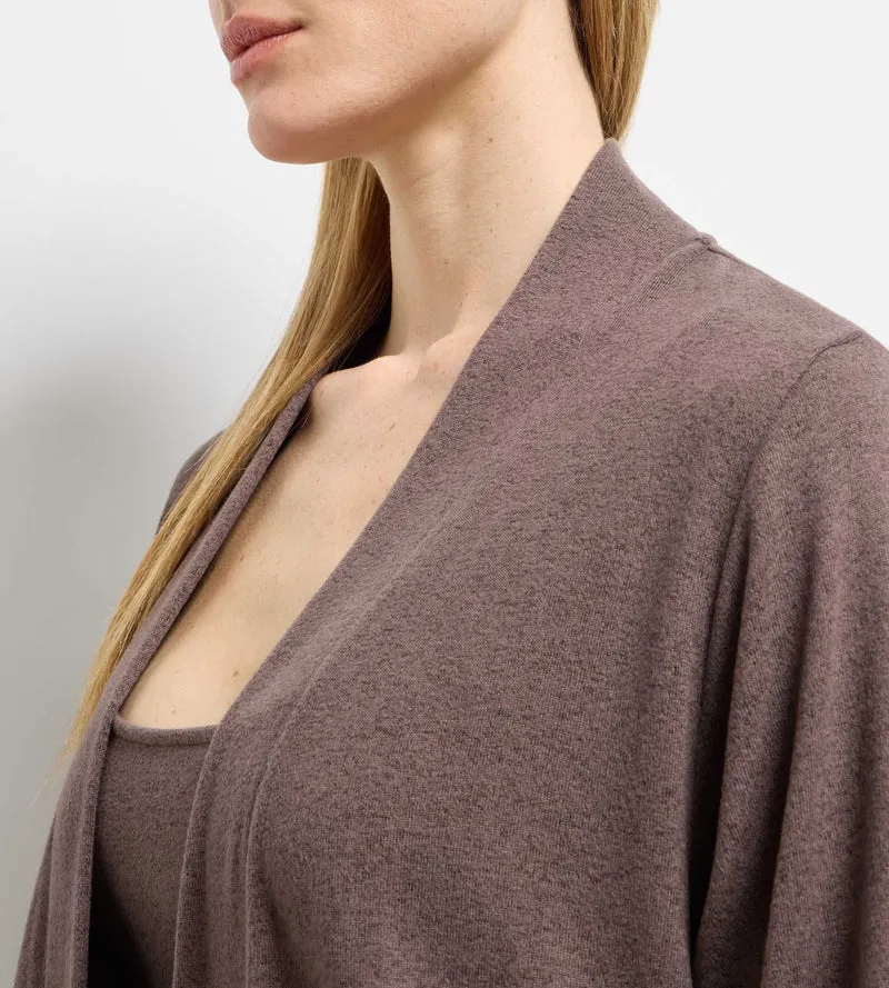 Langer Cardigan aus feinem dunkelbraunem Jersey von DIM x Ines de la Fressange