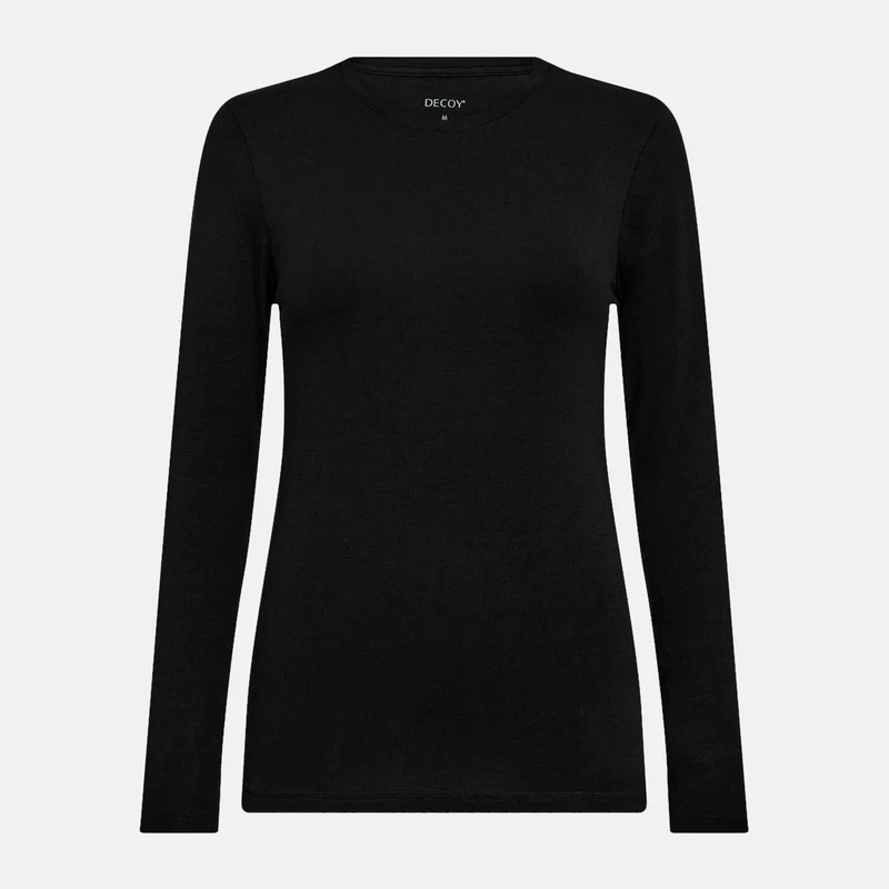 Schwarzes Langarm-T-Shirt aus Bambus