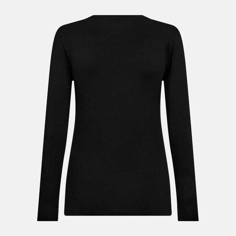 Schwarzes Langarm-T-Shirt aus Bambus