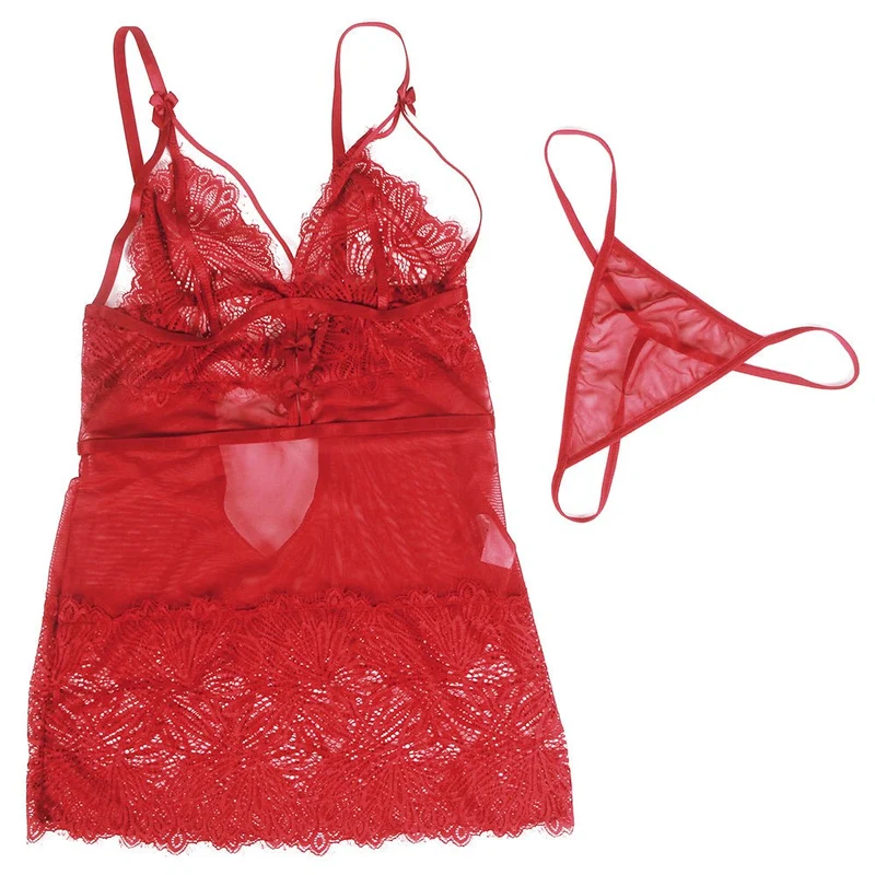 Weinrotes, figurbetontes Babydoll aus Spitze mit verstellbaren Schulterträgern