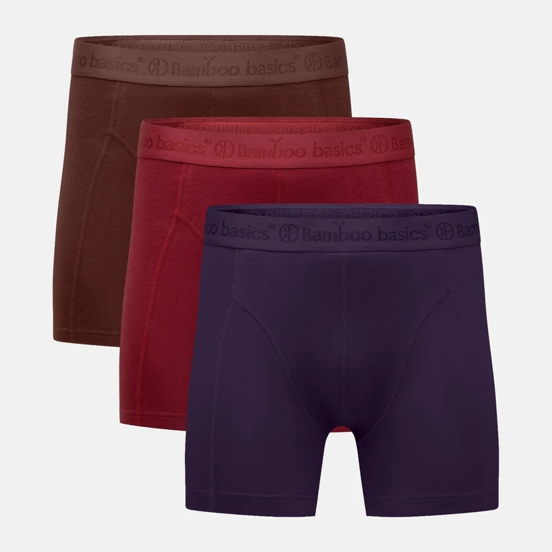 3er-Pack Bambus-Unterhosen in Braun/Rot/Lila
