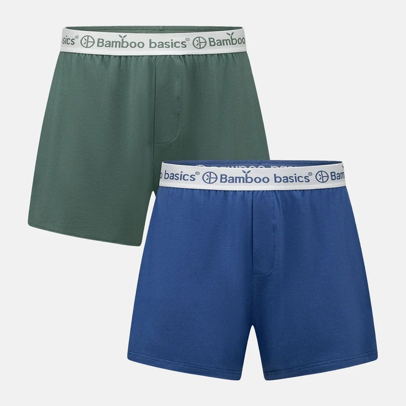 2er-Pack Bambus-Boxershorts in Grün/Blau
