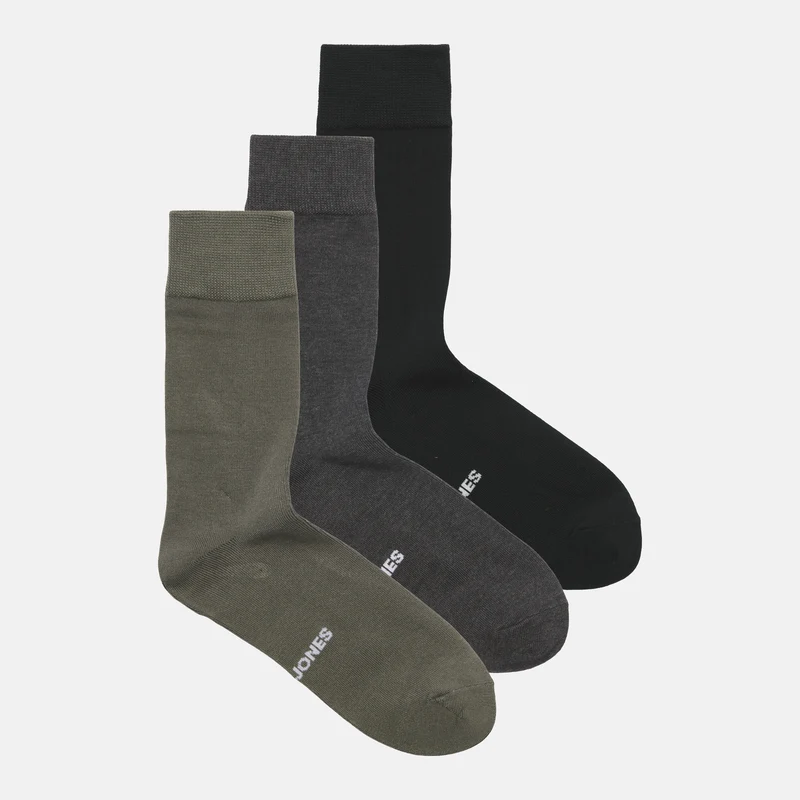 3er-Pack Bambussocken in Oliv/Dunkelgrau/Schwarz