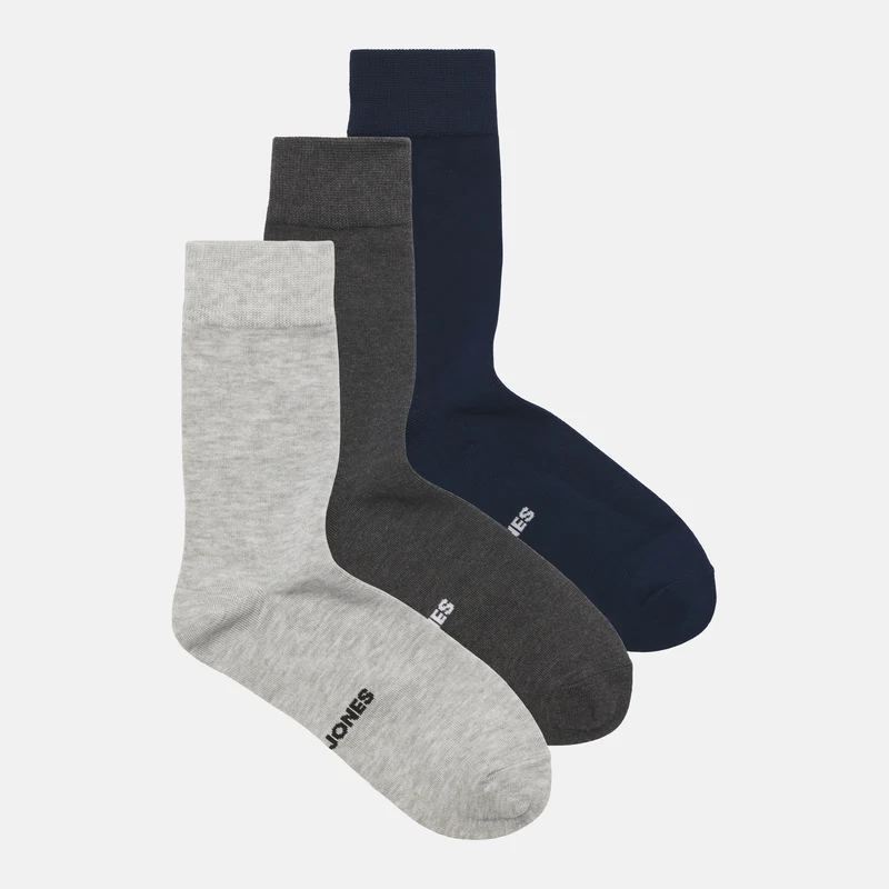 3er-Pack Bambussocken in Marineblau/Hellgrau/Schwarz