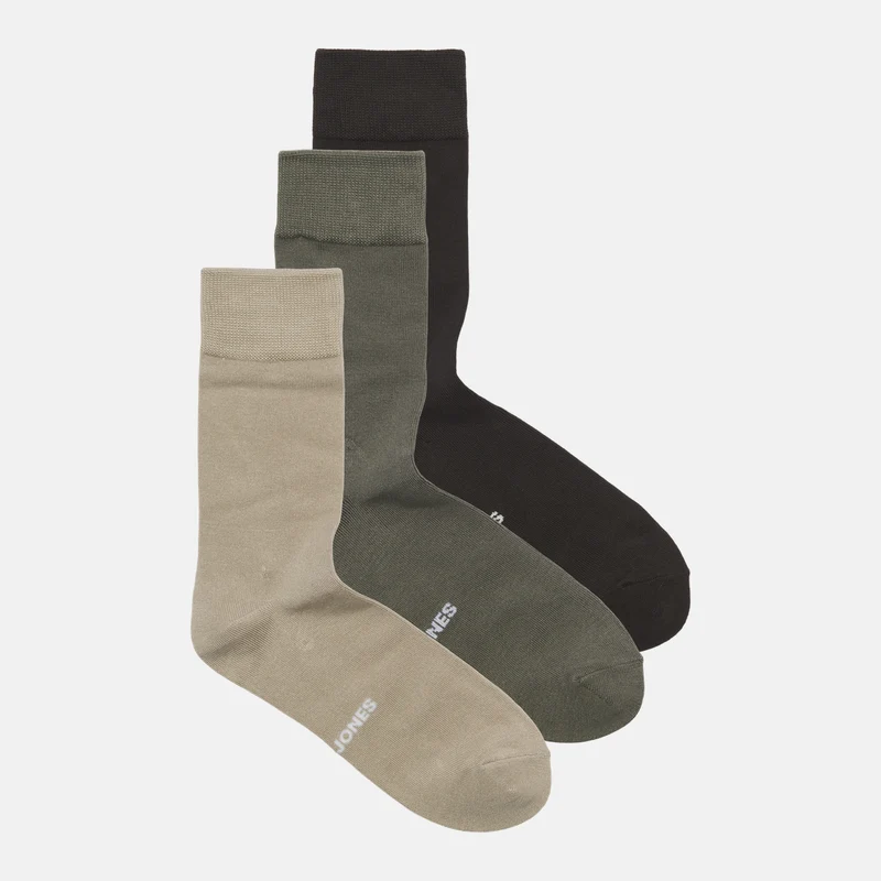 3er-Pack Bambussocken in Beige/Oliv/Braun