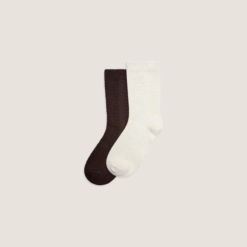Cable-Knit Crew Socks (2-Pack) - Multi