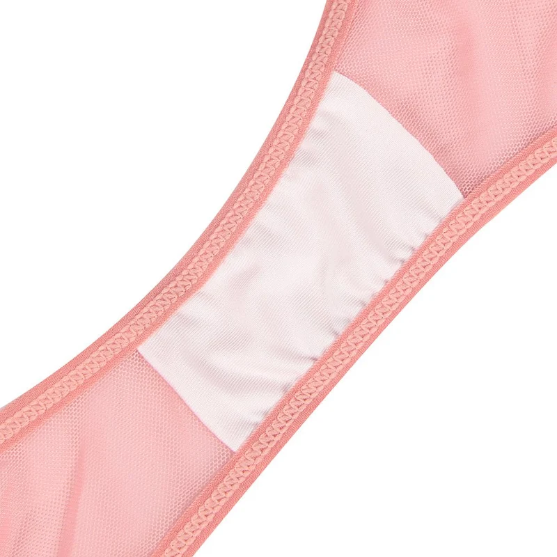 Babydoll aus orangefarbenem, digital bedrucktem Mesh-Gewebe mit offener Vorderseite und passendem bedrucktem Höschen