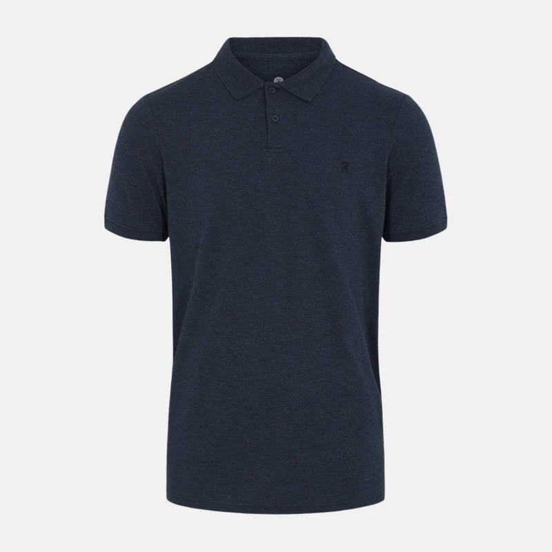 Marineblaues Piqué-Bambus-Poloshirt