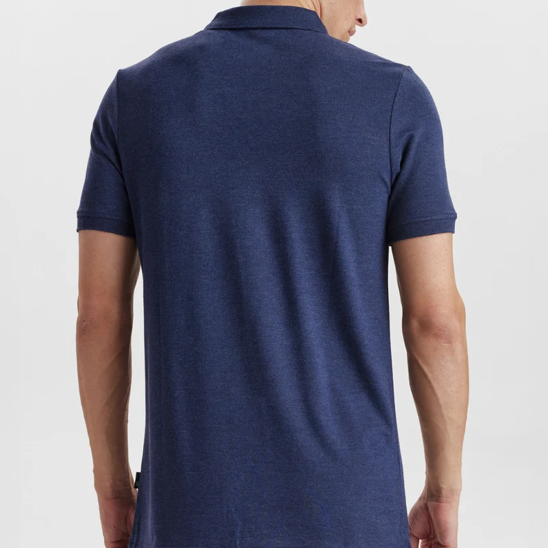 Marineblaues Piqué-Bambus-Poloshirt