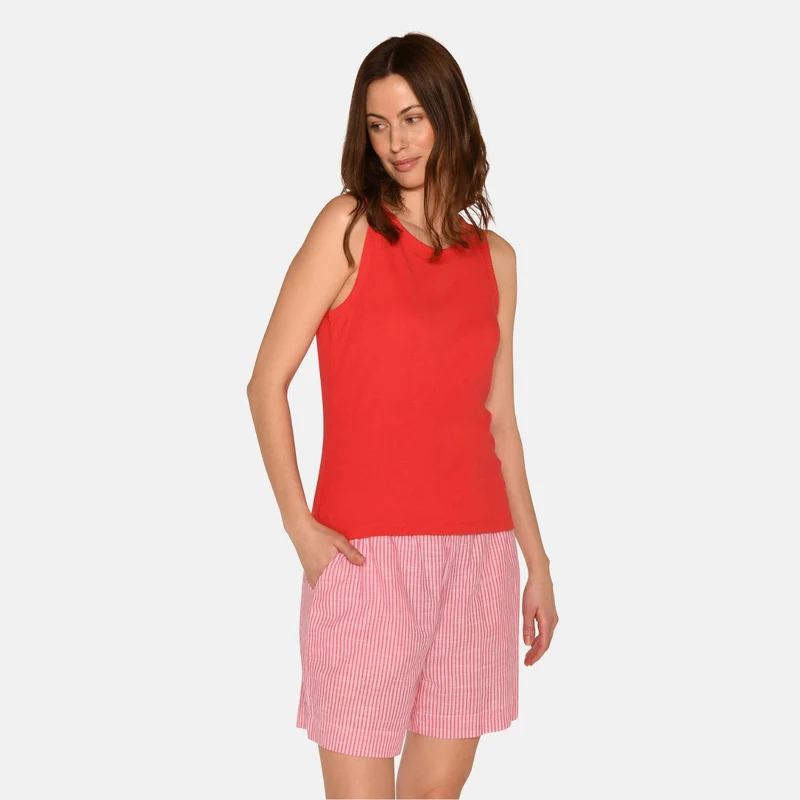 Rotes Bambus-Tanktop mit breiten Trägern