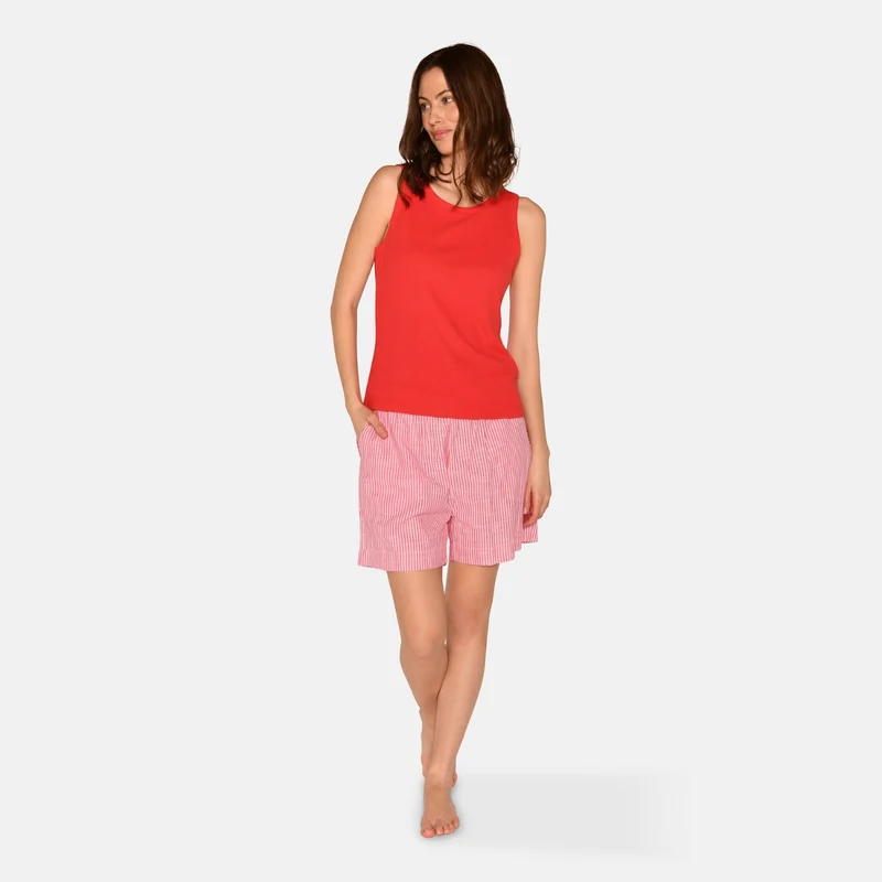 Rotes Bambus-Tanktop mit breiten Trägern