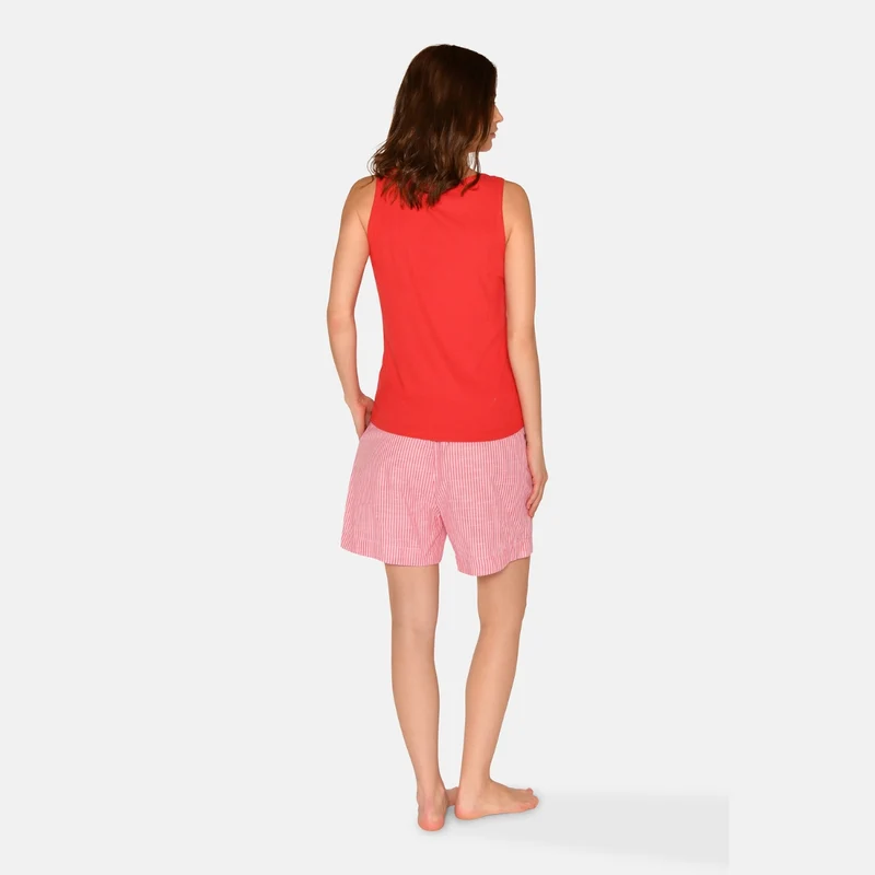 Rotes Bambus-Tanktop mit breiten Trägern