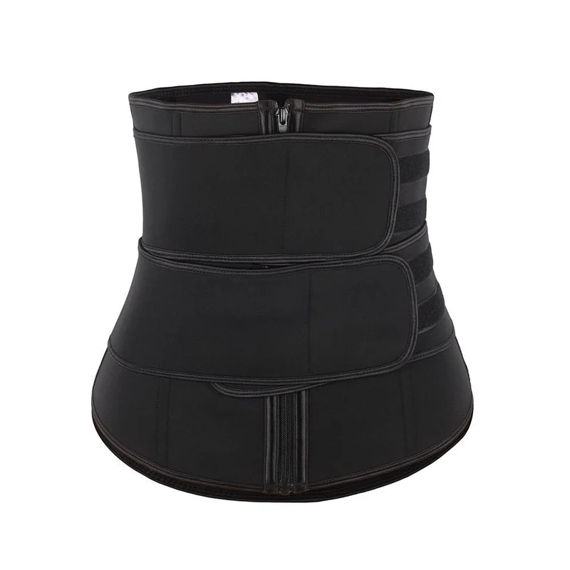 Schwarzer Neopren-Taillenformer – Reißverschluss & Klettverschluss, 9 Stahlstäbe