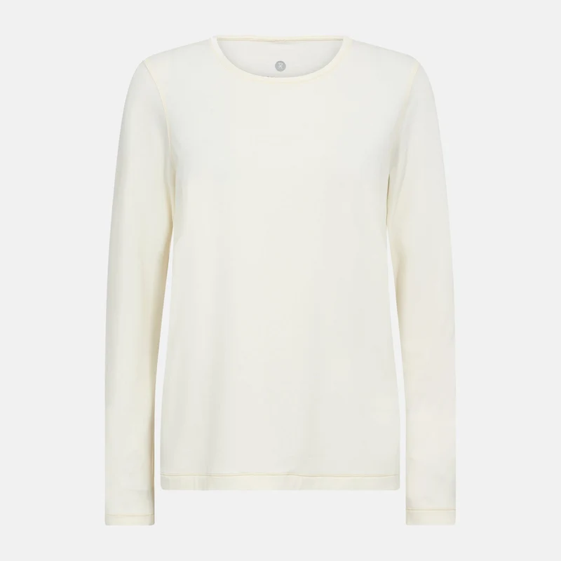 Cremefarbenes Langarm-Bambus-T-Shirt