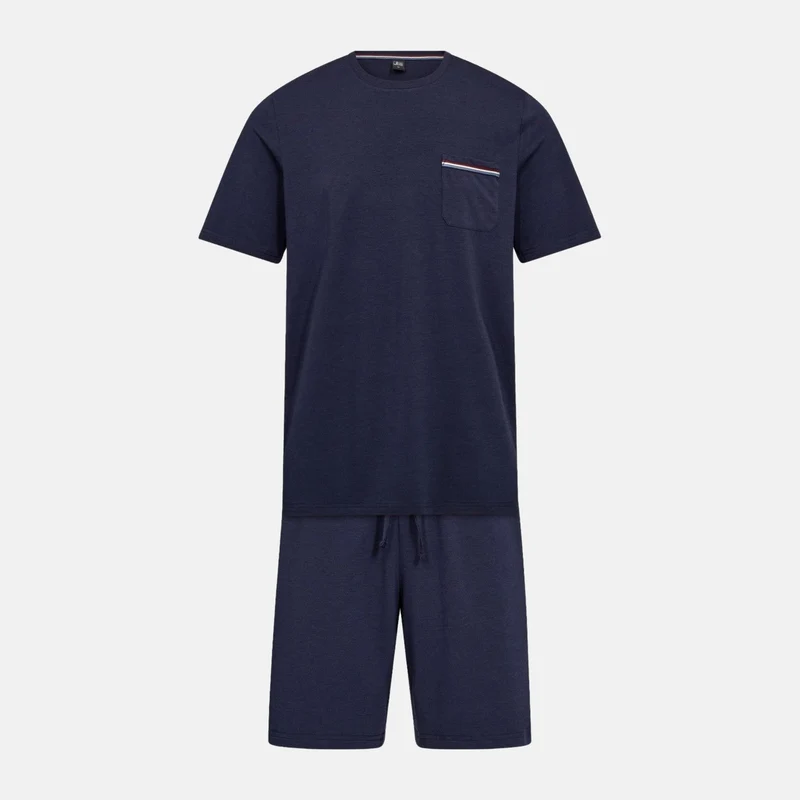 Marineblaues Pyjama-Shorts-Set aus Bambus