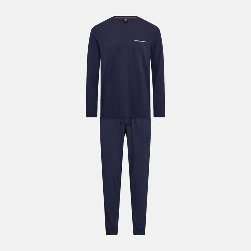 Marineblaues Pyjama-Set aus Bambus mit langer Hose